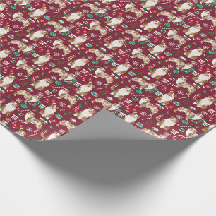 Papel De Regalo Pastor Australiano Merle Rojo Navidad Cranberry