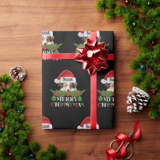 Papel De Regalo Pastor australiano personalizado Feliz Navidad