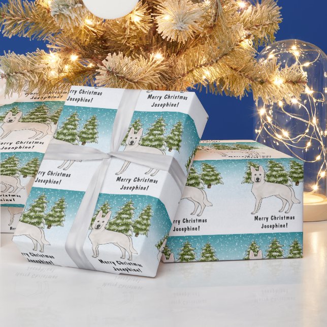 Papel De Regalo Pastor Suizo Blanco Pastor Alemán Blanco Perro Bos (Vacaciones)