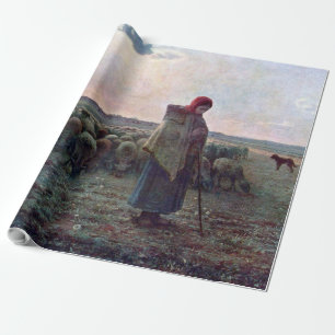 Papel De Regalo Pastora con su rebaño, Jean-Francois Millet