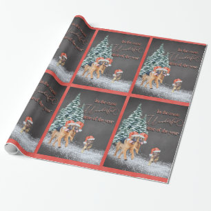 Papel De Regalo Pastores alemanes divertidos con sombreros de Sant