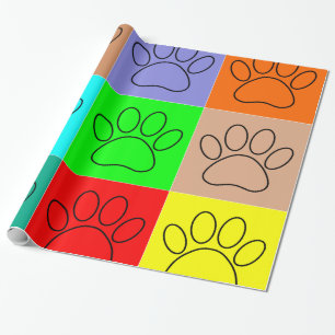 Papel De Regalo Patas De Cachorro En Cuadrados