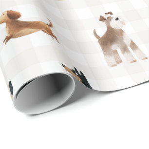 Papel De Regalo Patas Gingham perros adorables 
