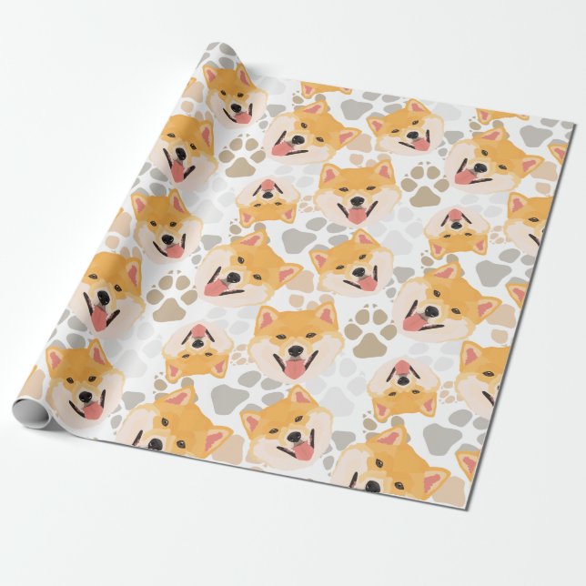 Papel De Regalo Patas Shiba Inu del perro del modelo (Desenrollado)