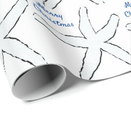 Papel De Regalo Patentes Starfish Blue White Beach Feliz Navidad