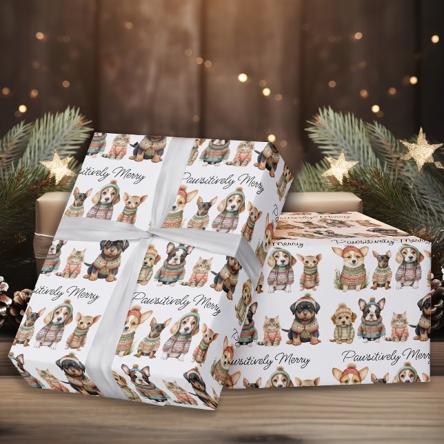 Papel De Regalo Patéticamente Feliz Navidad a Mascotas de gatos de (Subido por el creador)