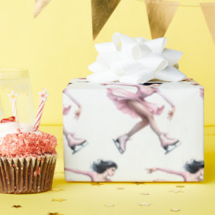 Papel De Regalo Patinaje Artístico Con Patines De Hielo Rosa