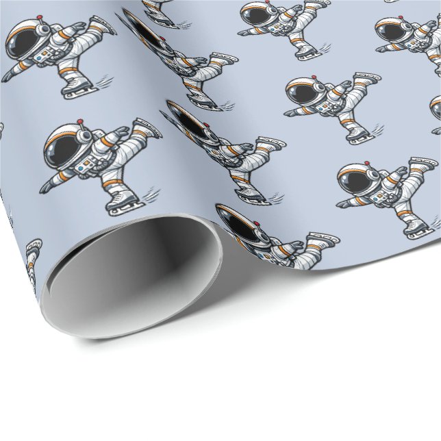 Papel De Regalo Patinaje Artístico de Astronauta (Esquina del rollo)