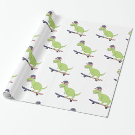 Papel De Regalo Patinaje de Dinosaurios de Bandera Americana