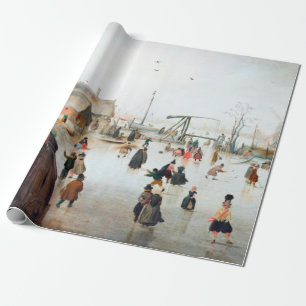 Papel De Regalo Patinaje helado Hendrick Avercamp cerca de una ald