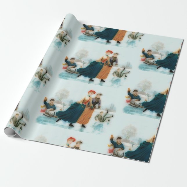 Papel De Regalo Patinaje sobre hielo en Noruega - divertidos gráfi (Desenrollado)