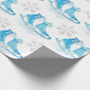 Papel De Regalo Patinaje sobre hielo y copos de nieve
