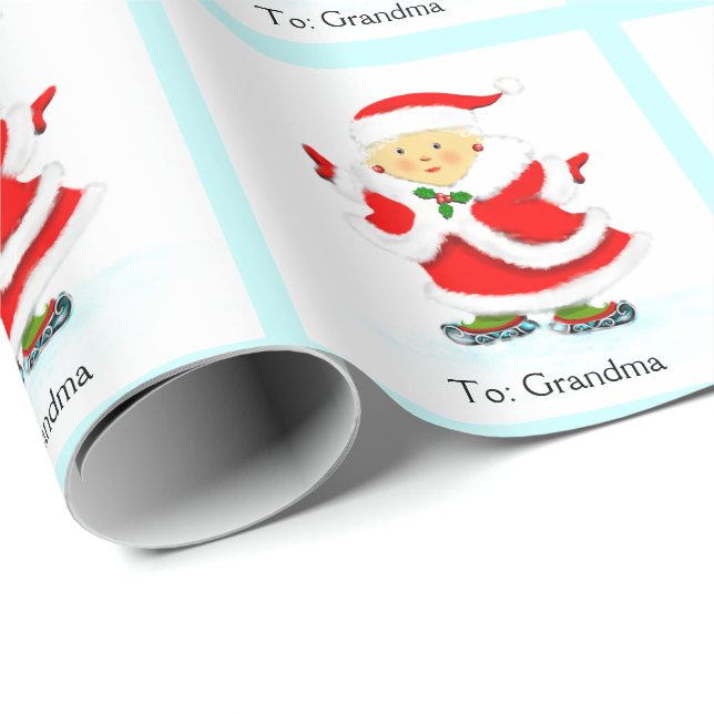 Papel De Regalo patinaje sobre navidades (Esquina del rollo)