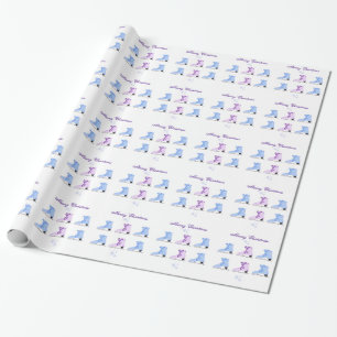 Papel De Regalo Patines de hielo azules y morados