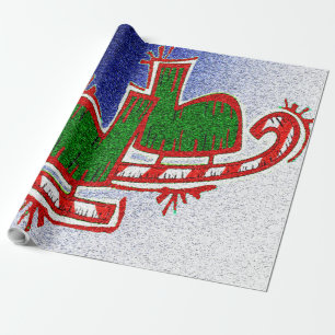 Papel De Regalo Patines de hielo de Navidad -