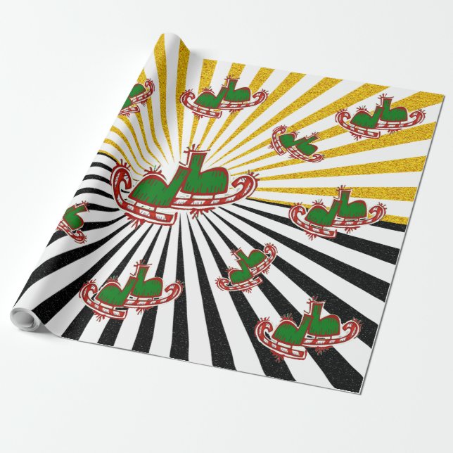 Papel De Regalo Patines de hielo navidades - (Desenrollado)