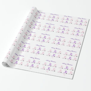 Papel De Regalo Patines de hielo rosados y morados