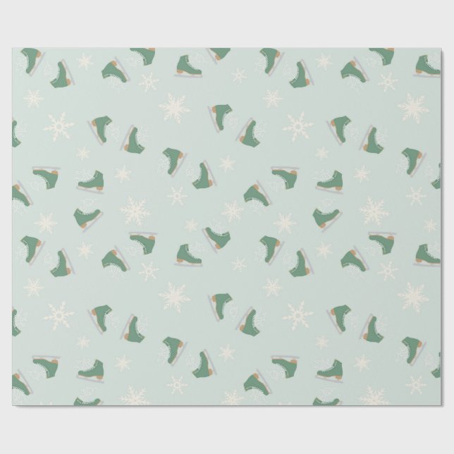 Papel De Regalo patines de hielo verdes menta (Superficie plana)