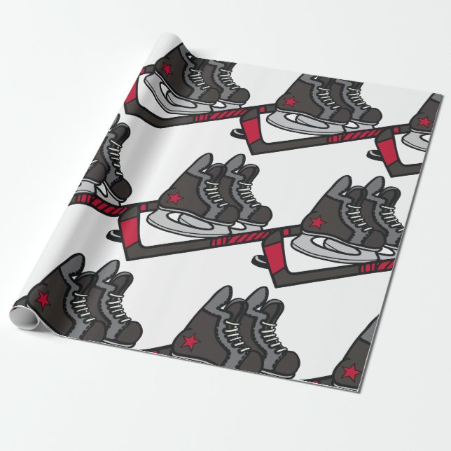 Papel De Regalo Patines de hockey (Desenrollado)