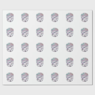 Papel De Regalo Patines Unicornio Unicornio Estilo Retro Gráfico 