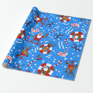 Papel De Regalo patineta de skater negro santa para navidades