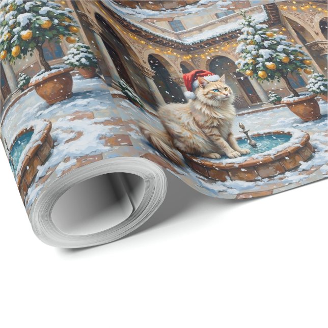 Papel De Regalo Patio Otomano de Navidad con Angora Turca (Esquina del rollo)