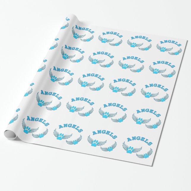 Papel De Regalo Patitas de ángel en azul (Desenrollado)