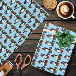 Papel De Regalo Pato de madera colorido Nenúfar Vida silvestre Azu