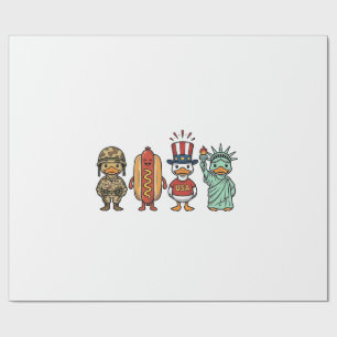 Papel De Regalo Pato Patriótico y Camiseta de Vector Vintage de Ho