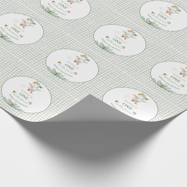 Papel De Regalo Pato Tonto Cumpleaños Verde (Esquina)