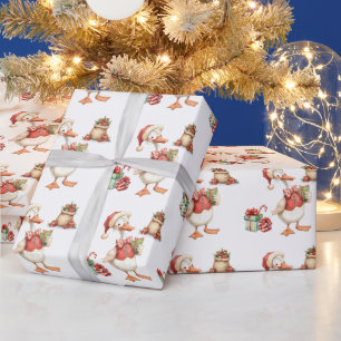 Papel De Regalo Pato Tonto Rojo de Navidad cumpleaños 1