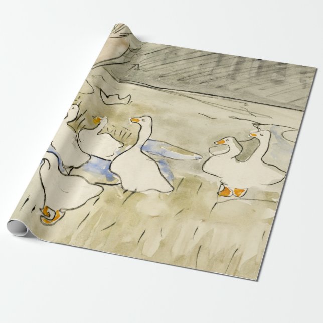 Papel De Regalo Patos (1873-1917) Theo van Hoytema GIFT WRAPPING (Desenrollado)