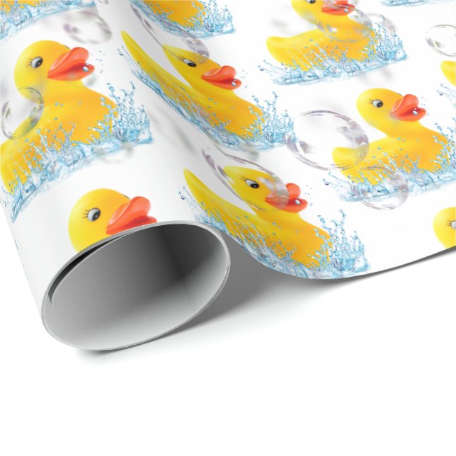 Papel De Regalo Patos Amarillos De Caucho Con Burbujas (Esquina del rollo)
