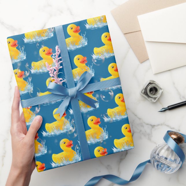 Papel De Regalo Patos Amarillos De Caucho Con Burbujas (Regalar)