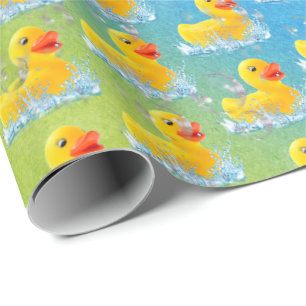 Papel De Regalo Patos Amarillos De Caucho Con Burbujas