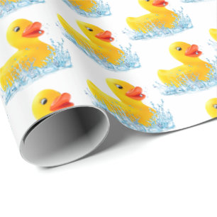 Papel De Regalo Patos Amarillos De Caucho En El Agua