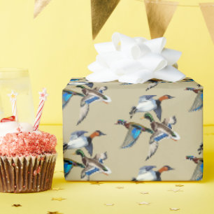Papel De Regalo Patos Canvasback, Mallard y Wood volando