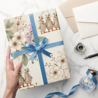 Papel De Regalo Patos Cubiertos Con Flora