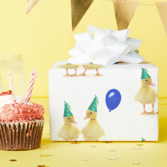 Papel De Regalo Patos de cumpleaños con globo azul (Fiesta de cumpleaños )