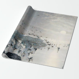 Papel De Regalo Patos, pajares y cisnes en el lago al atardecer