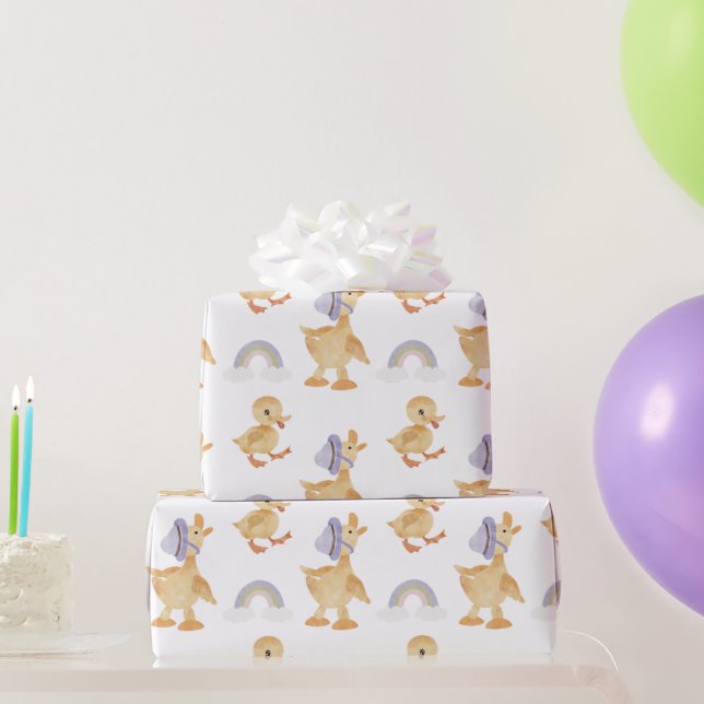 Papel De Regalo Patos vintage, arcoiris (Regalos de fiesta)
