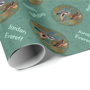 Papel De Regalo Patos voladores Mar Mist Green