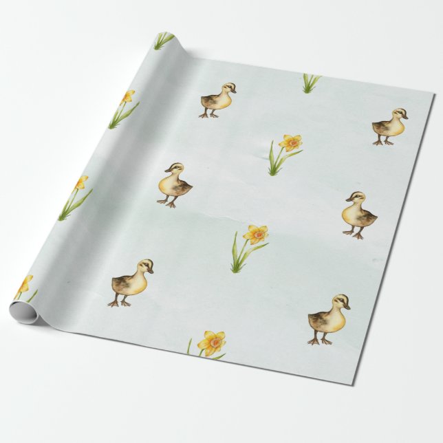 Papel De Regalo Patos y Daffodils (Desenrollado)