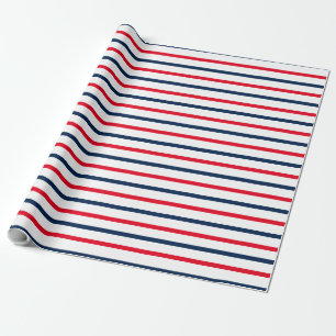 Papel De Regalo Patriotic red white & navy blue stripes holiday 