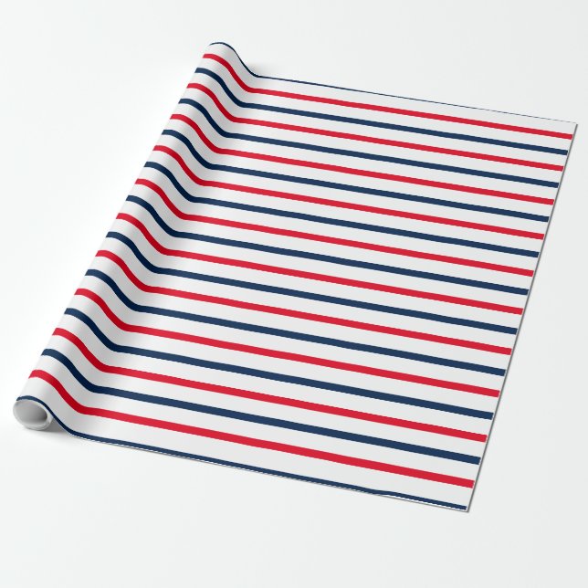 Papel De Regalo Patriotic red white & navy blue stripes holiday  (Desenrollado)