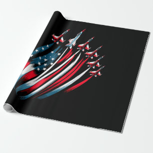 Papel De Regalo Patriotic USA Flag Fighter Jets Boys 4 de julio