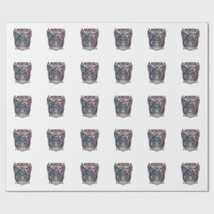 Papel De Regalo Patriótico 1776 Camión Monstruo Cráneo Fuera de Ca