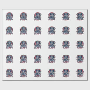Papel De Regalo Patriótico 1776 Camión Monstruo Cráneo Fuera de Ca