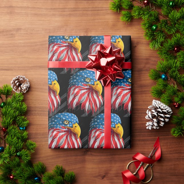 Papel De Regalo Patriótico de la bandera estadounidense de los Est (Regalo de vacaciones)