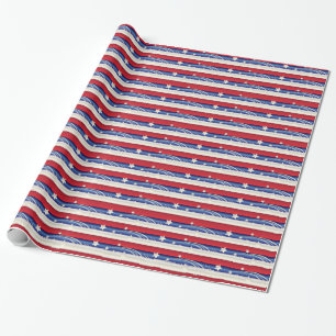 Papel De Regalo Patriótico del rojo, blanco y azul